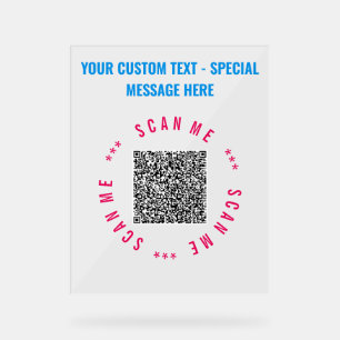 En Acrylique Code QR Tableau Texte personnalisé Tente Panneau C