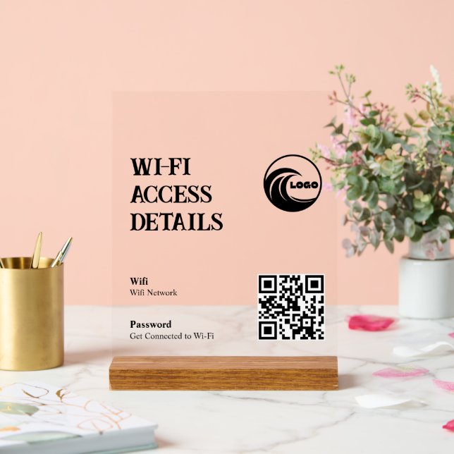 En Acrylique Code QR Wi-Fi sur panneau de mousse | Scannez pour (Mariage)