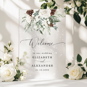 En Acrylique Élégant panneau de bienvenue de mariage de Noël gi