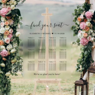 En Acrylique Élégant Panneau de Mariage pour 12 Tables Clair
