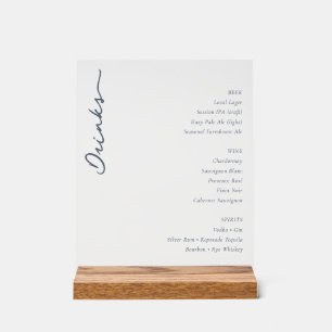 En Acrylique Élégant Panneau de Menu de Boissons Minimaliste