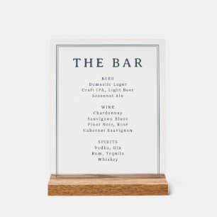 En Acrylique Élégant Panneau de Menu Noir et Blanc