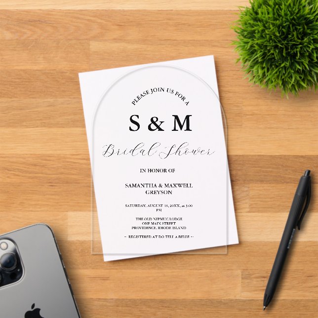 En Acrylique élégantes invitations noires de douche nuptiale (Insitu (Carte d'invitation))