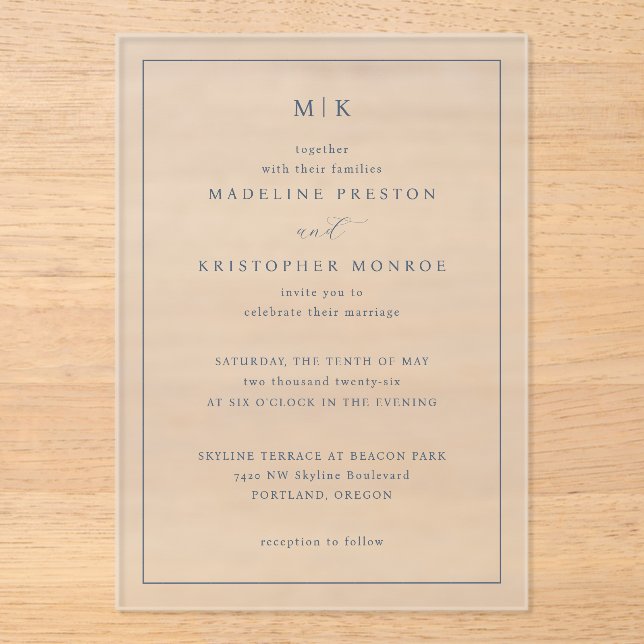 En Acrylique Faire Invitations Minimalistes Blanches (Recto)