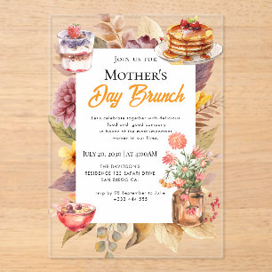 En Acrylique fleur sauvage Fête des mères Brunch Invitations