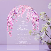 Invitations Acryliques de Baptême de la glycine ro