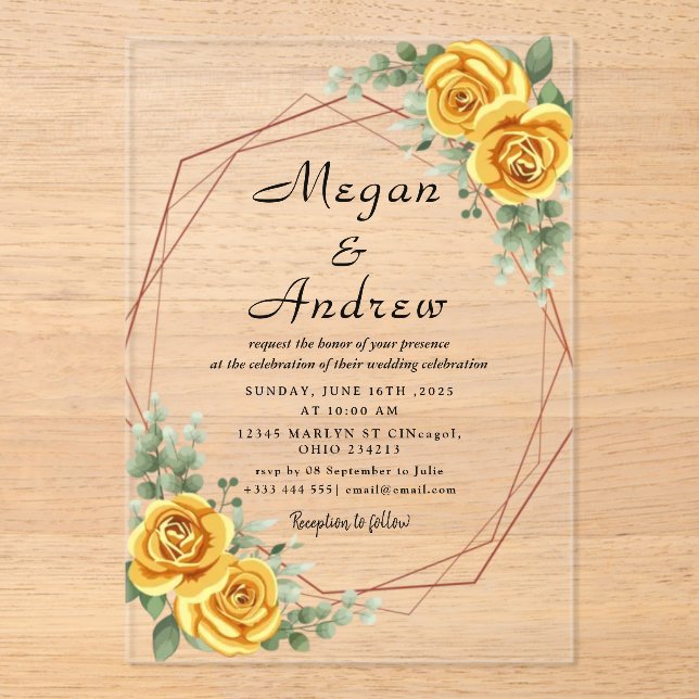 En Acrylique Invitations acryliques mariages (Recto)