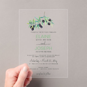 En Acrylique Invitations de mariage botanique de la Branche d'O