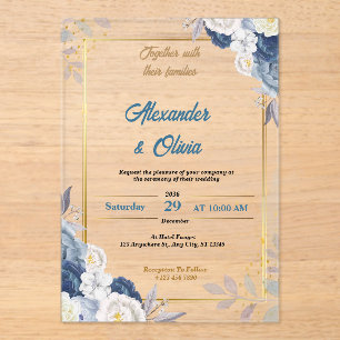 En Acrylique Invitations de mariage floral de luxe