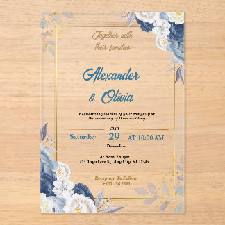 En Acrylique Invitations de mariage floral de luxe