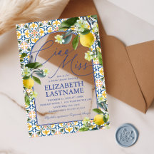 Italian Lemon Bridal Shower Acrylic Invitations