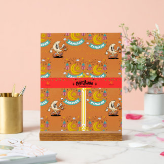 En Acrylique Joli panneau de table croissant animé Ramadan