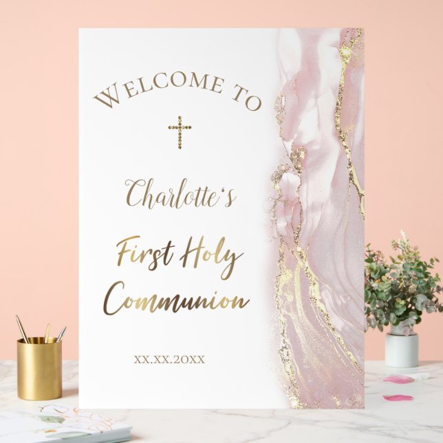 En Acrylique marbre fluide rose | panneau de bienvenue pour la  (Mariage)