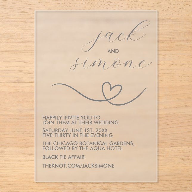 En Acrylique Mariage moderne | Invitations branchés | Argent fo (Recto)