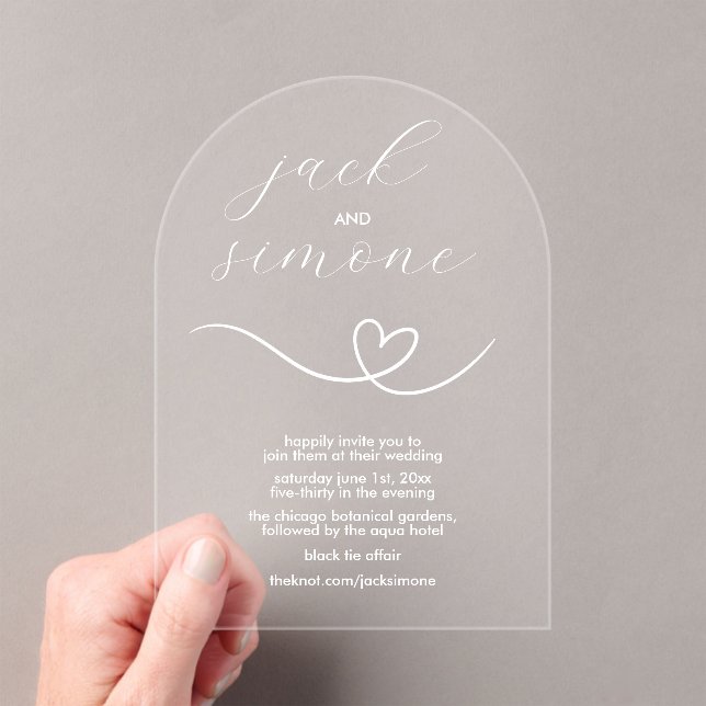 En Acrylique Mariage moderne | Invitations d'arc | Blanc minima (In situ (ordinateur de poche))