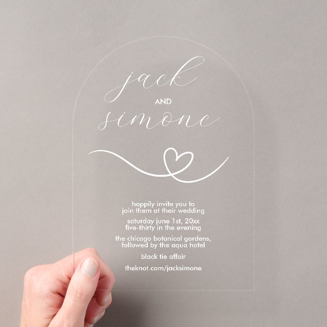 En Acrylique Mariage Moderne | Invitations sous Arche | Blanc M (In situ (ordinateur de poche))
