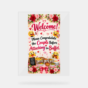 En Acrylique Panneau d'affiche de buffet de mariage drôle Déc
