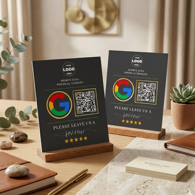 En Acrylique Panneau d'avis d'entreprise personnalisé avec code (Custom Business Review Sign with QR Code & Logo
)
