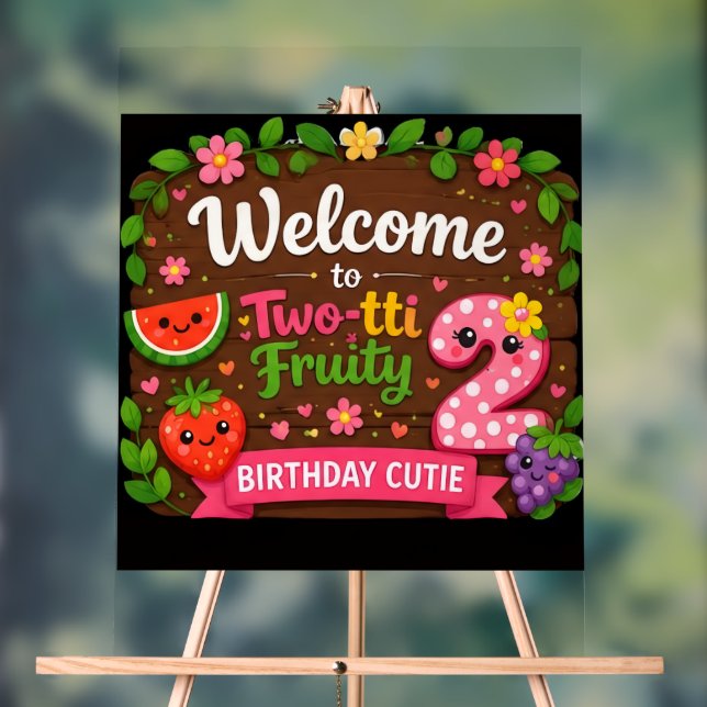 En Acrylique Panneau de bienvenue d'anniversaire fruité Two-tti (Neutre)