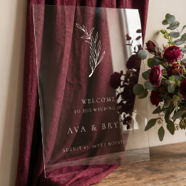 En Acrylique Panneau de bienvenue de mariage à branche d'olive 