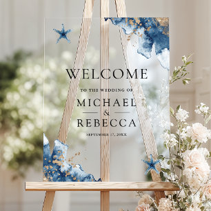 En Acrylique Panneau de bienvenue de mariage à l'étoile de mer