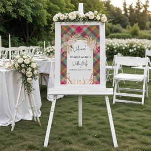En Acrylique panneau de bienvenue de mariage automnal écossais