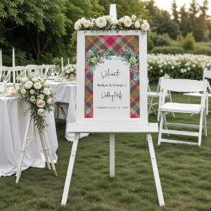 En Acrylique panneau de bienvenue de mariage automnal écossais
