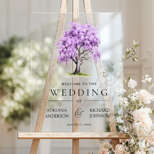 En Acrylique Panneau de bienvenue de mariage d'arbre floral de 