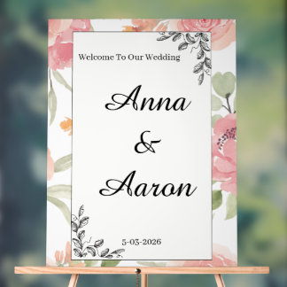 En Acrylique Panneau de Bienvenue de Mariage de Jardin de Print