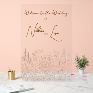 En Acrylique Panneau de Bienvenue de Mariage Fantaisie