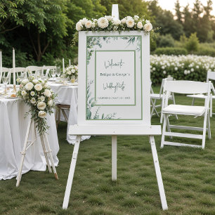 En Acrylique panneau de bienvenue de mariage floral eucalyptus 