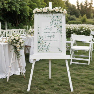 En Acrylique Panneau de bienvenue de mariage floral verdoyant c