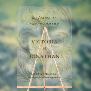 En Acrylique Panneau de bienvenue de mariage floral victorien