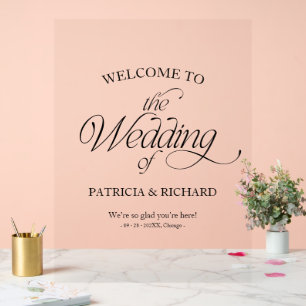 En Acrylique Panneau de bienvenue de mariage minimaliste modern