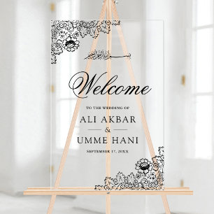 En Acrylique Panneau de bienvenue de mariage musulman islamique