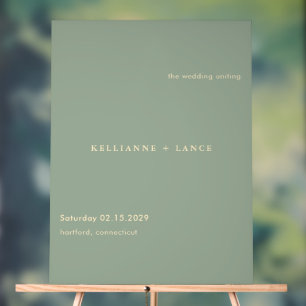 En Acrylique Panneau de bienvenue de mariage simple vert sauge
