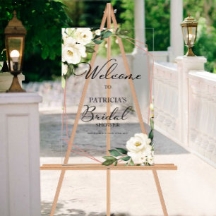 En Acrylique Panneau de bienvenue floral blanc pour la fête de