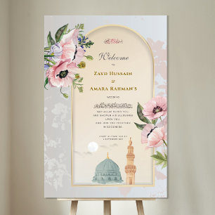En Acrylique Panneau de bienvenue Nikah Dôme vert de mariage