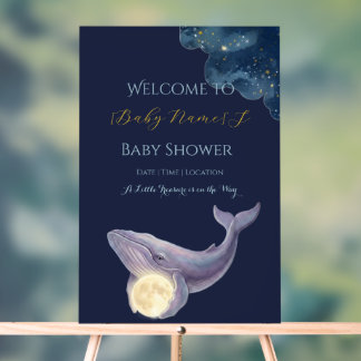 En Acrylique Panneau de bienvenue pour Baby Shower Céleste Lune