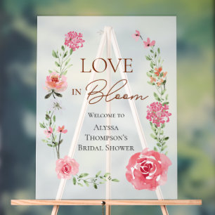 En Acrylique Panneau de bienvenue pour mariage Fleurs Love in B