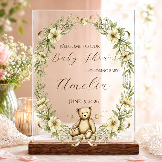 En Acrylique Panneau de bienvenue pour une baby shower sur le t