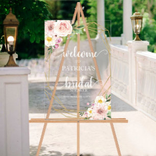En Acrylique Panneau de bienvenue pour une fête prénuptiale ave