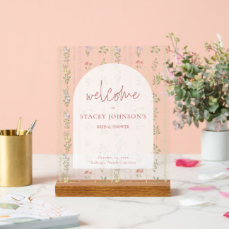 En Acrylique Panneau de bienvenue pour une fête prénuptiale sur
