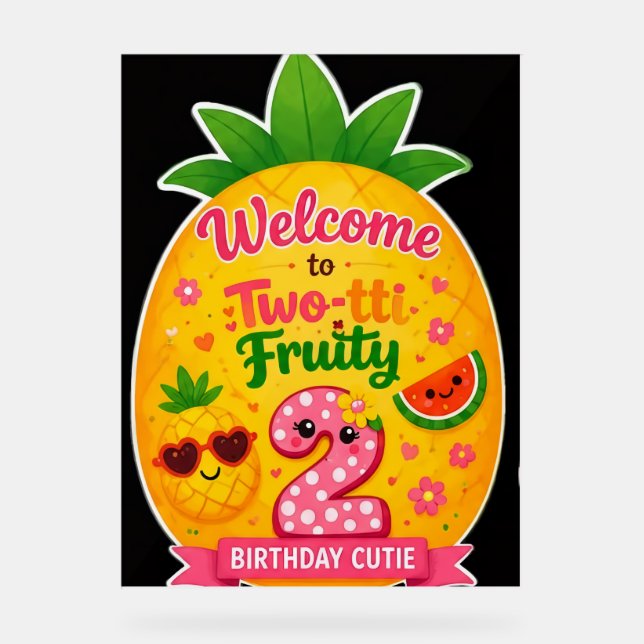 En Acrylique Panneau de bienvenue Two-tti Fruity pour une fête  (Recto)