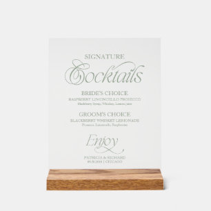 En Acrylique Panneau de cocktails signature minimaliste moderne
