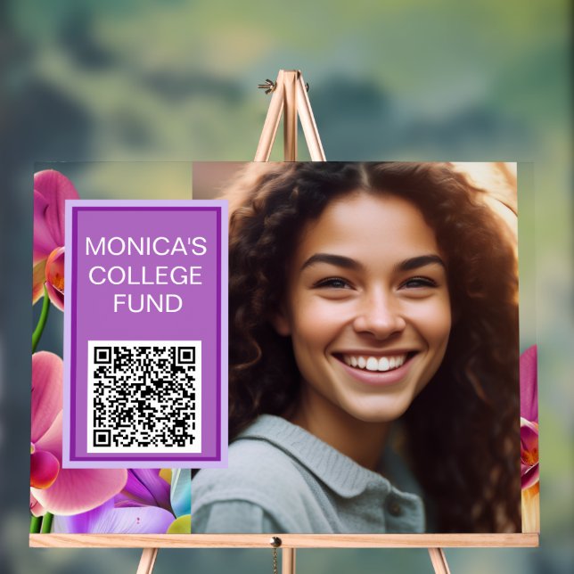 En Acrylique Panneau de code QR personnalisé Orchidées (Neutre)