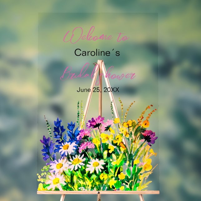 En Acrylique Panneau de douche de fleurs sauvages (Neutre)