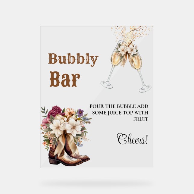 En Acrylique Panneau de la table Bubbly Bar Cowboy Ouest (Recto)