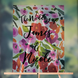 En Acrylique Panneau de mariage à l'aquarelle encre de couleur