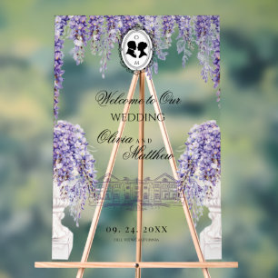 En Acrylique Panneau de mariage aux florales lilas élégantes vi